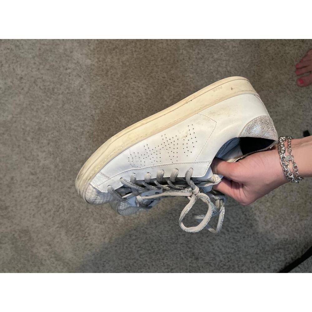 P448 Jack Molly Sneaker White Snake Print Perforated Low Top Lace Up 39 8 8.5 - Picture 2 of 9
